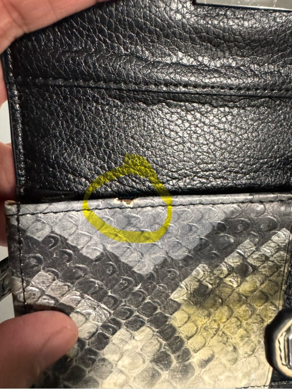 Neutral Python-Print Leather Wallet with Turn-Lock Strap - Picture 7 of 7